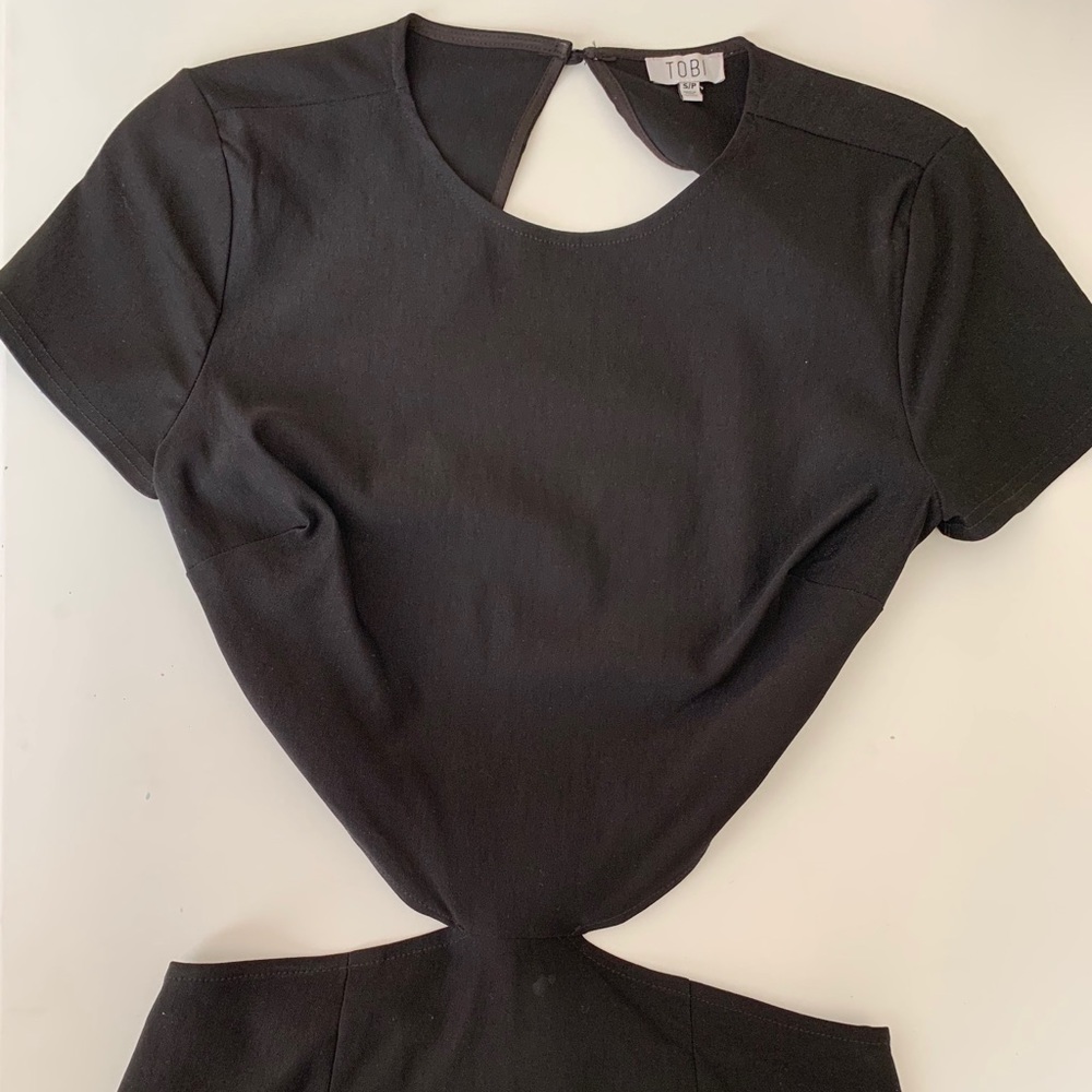 TOBI backless black body con dress